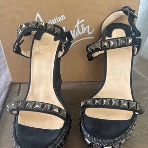 Christian Louboutin Cataclou 140 Suede Wedge Sandals/Heels